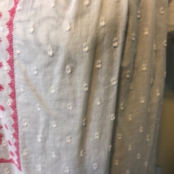 Izod White Pink Boho Flowly Embroidery Cotton S - Picture 4 of 7